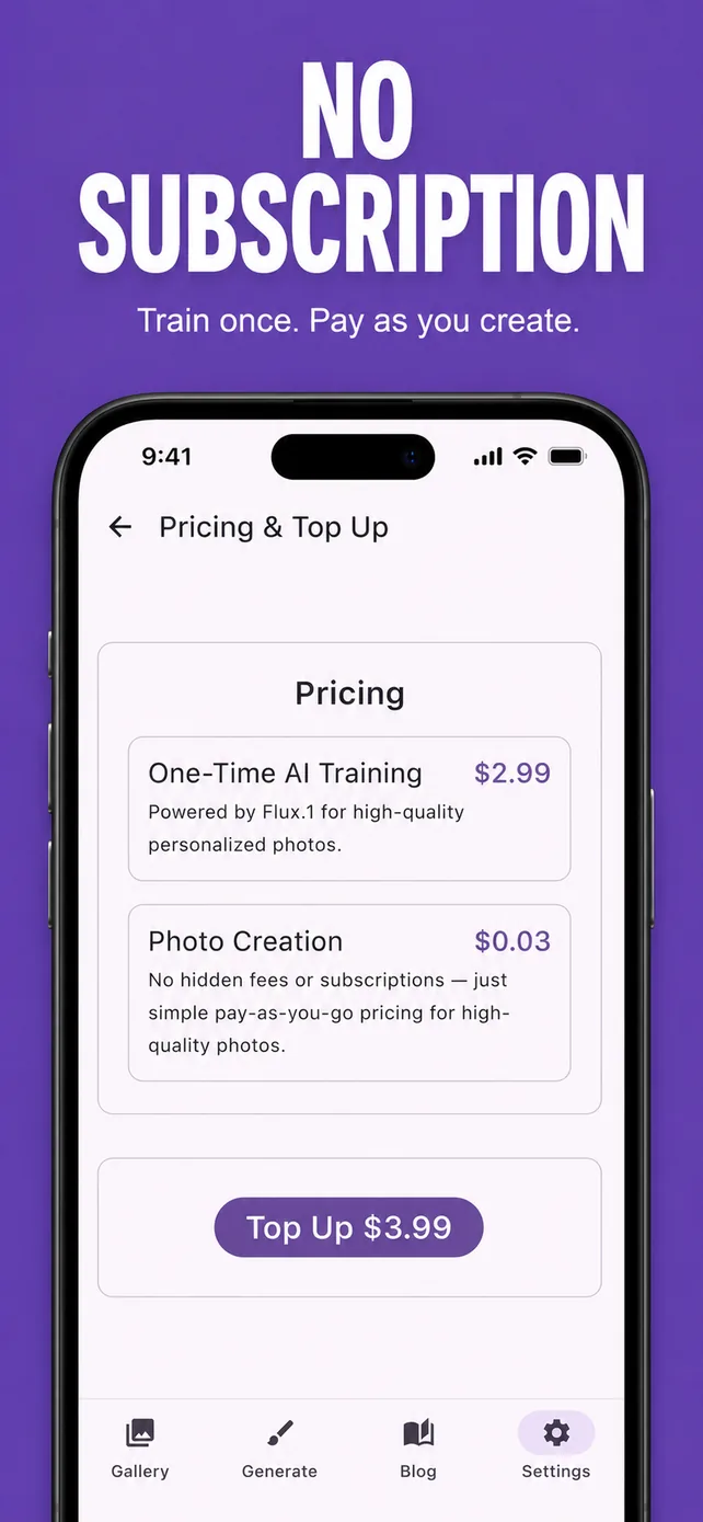 Pay-as-you-go pricing with no subscription