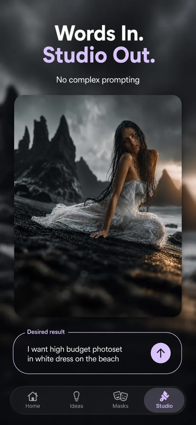Use a reference photo and describe the change in Studio