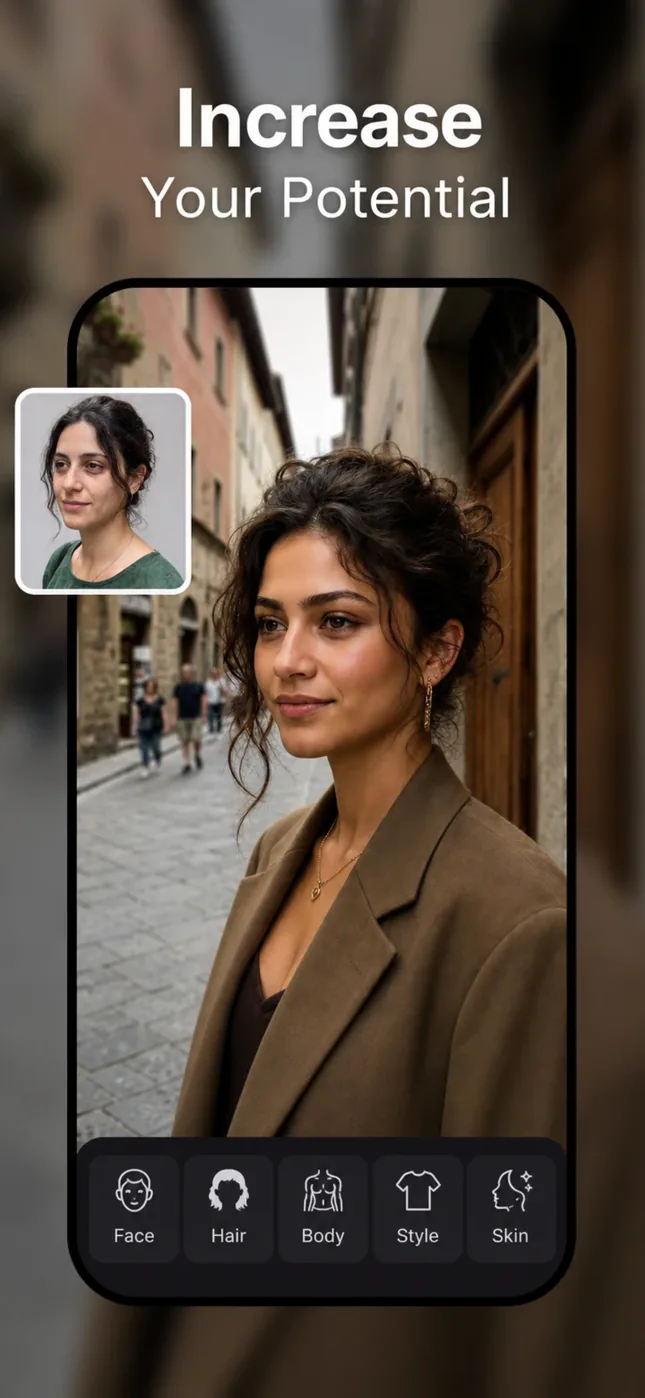 Transform face, hair, body, style, or skin in My AI Photo Shoot
