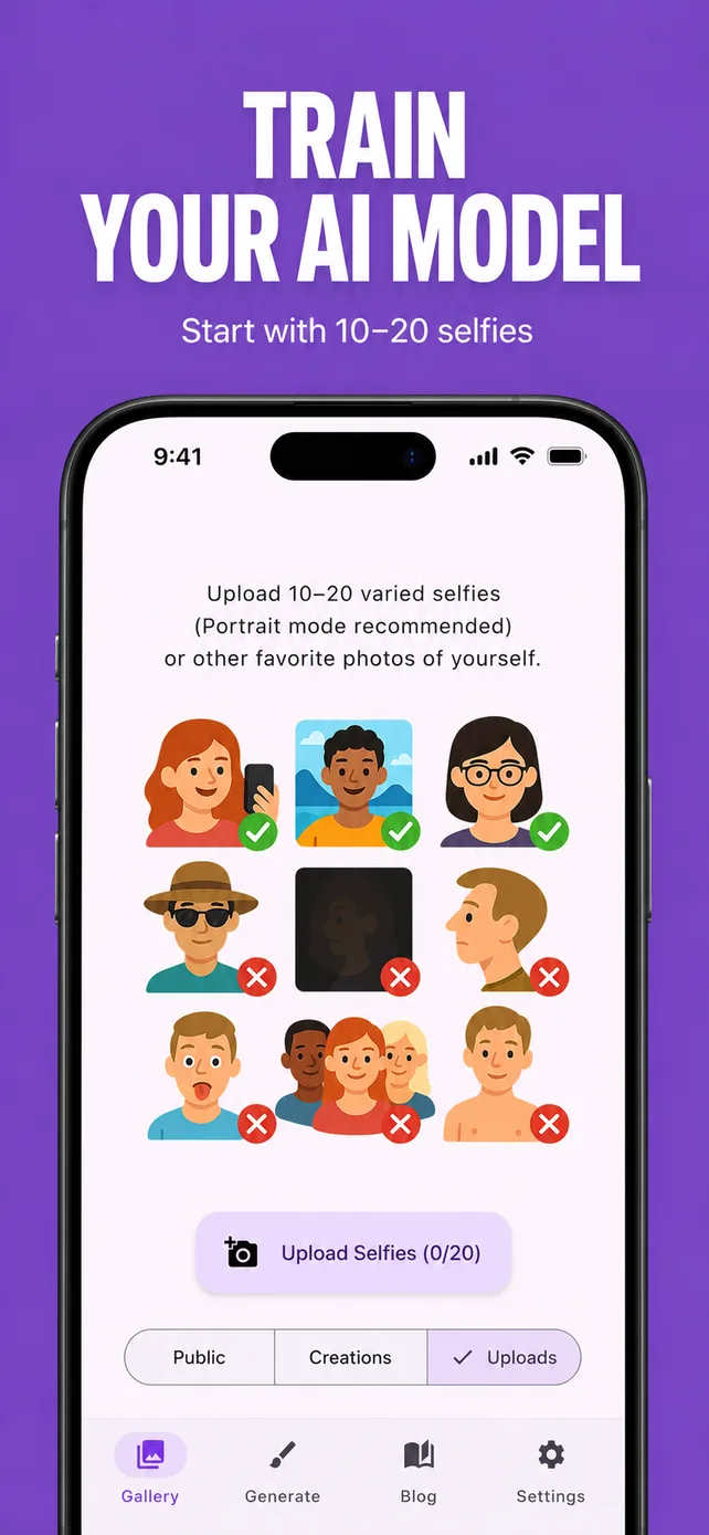 Train your personal AI model in My AI Photo Shoot